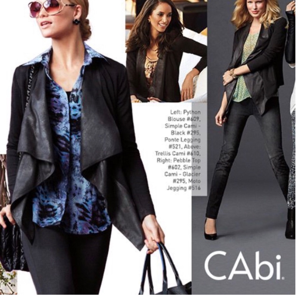 CAbi Owens waterfall faux leather look jacket -L